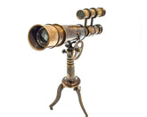 Personalized Double Barrel Nautical Telescope With Tripod, Antique Vintage Telescope, Gift for Him, Groomsmen Gift, Corporate gift